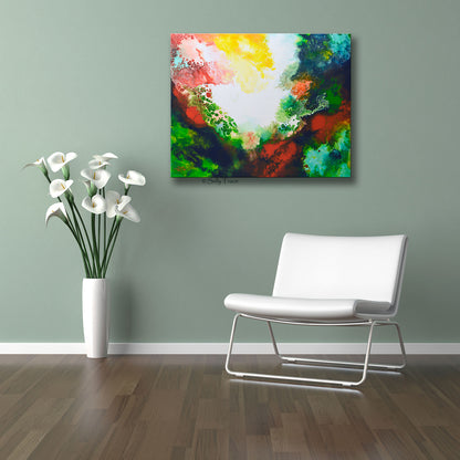 Infusion 2, fluid acrylic pour painting by Sally Trace, room view