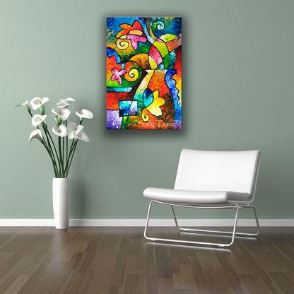 "July Blooms" Giclee Prints, Floral Geometric Abstract Art for Saly by Sally Trace
