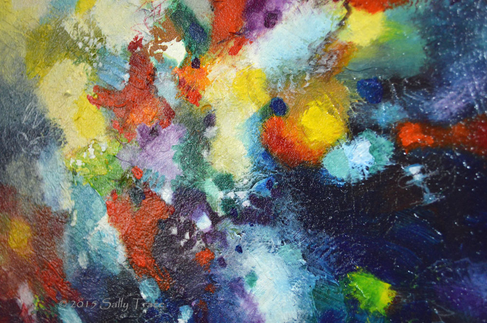 Reach Beyond, original textured abstract painting by Sally Trace, detail view