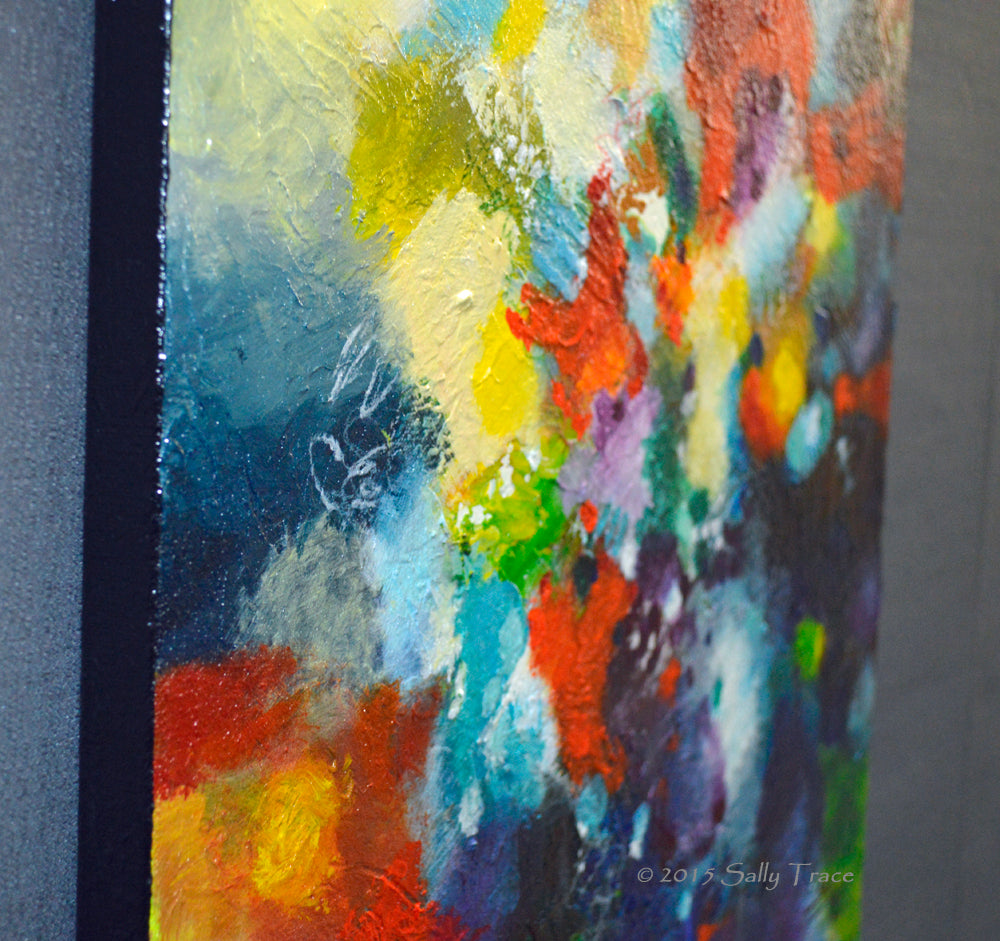 Reach Beyond, original textured abstract painting by Sally Trace