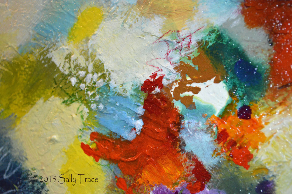 Reach Beyond, original textured abstract painting by Sally Trace, detail view