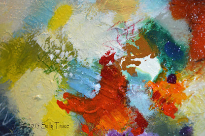 Reach Beyond, original textured abstract painting by Sally Trace, detail view