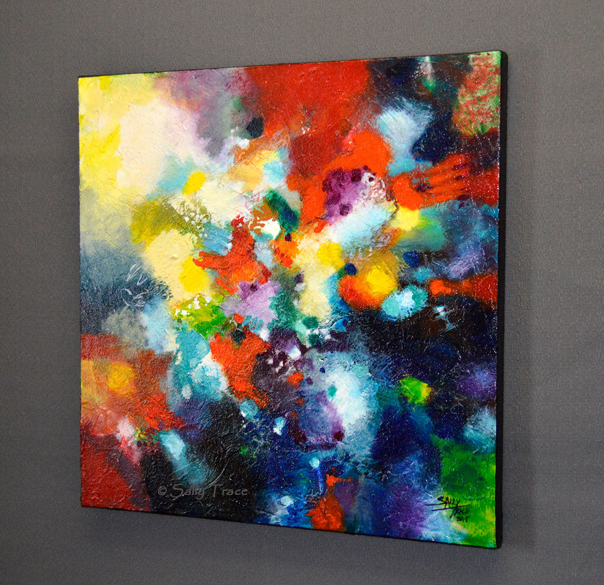 Reach Beyond, original textured abstract painting by Sally Trace, right side view