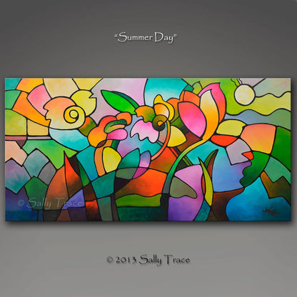 Summer Day, fine art extra large wall art giclee print on canvas by Sally Trace