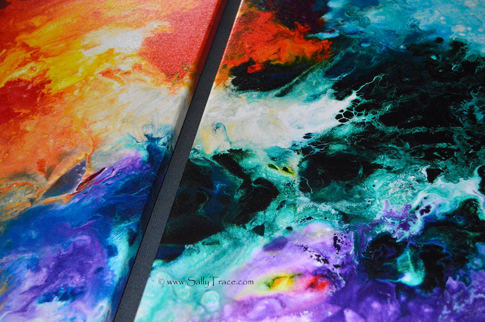 Continuity, Four Canvas Canvas Giclee Print set made from my Fluid Pour  Painting