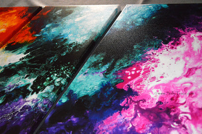 Modern fluid art painting print set by Sally Trace