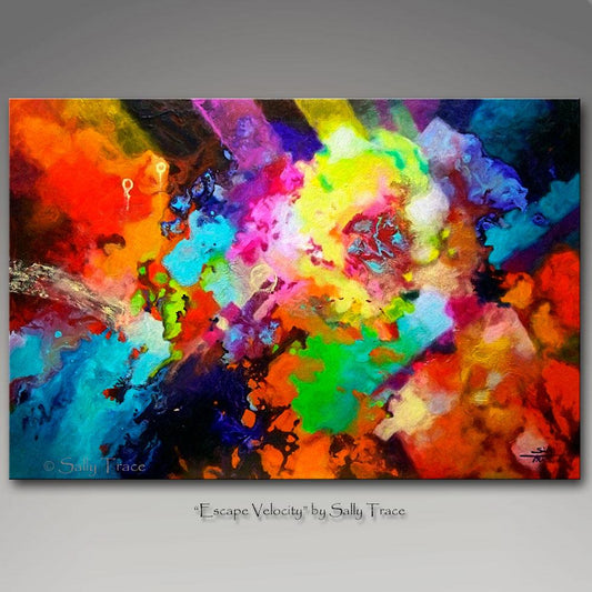 Escape Velocity, canvas prints from the original fluid pour painting by Sally Trace