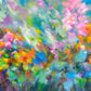 Contemporary art giclee prints on canvas from my original abstract painting "Garden Rapture" Abstract art on canvas for sale, these canvas giclee prints are made from my original colorful abstract garden art painting "Garden Rapture", colorful abstract garden wall art for the living room, office decor, living room decor