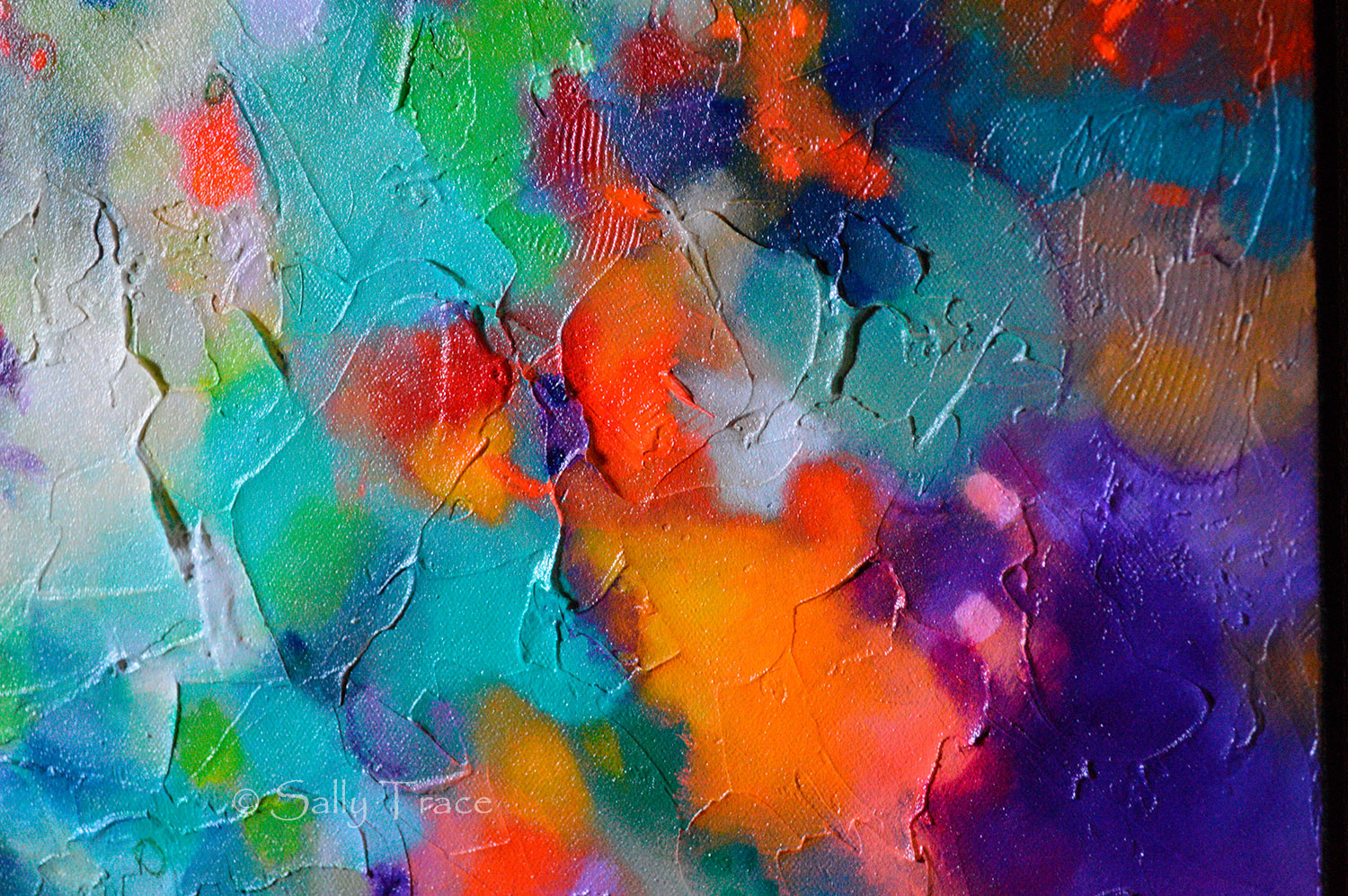 "Lifting Clouds" original fine art abstract textured painting for sale by Sally Trace, detail