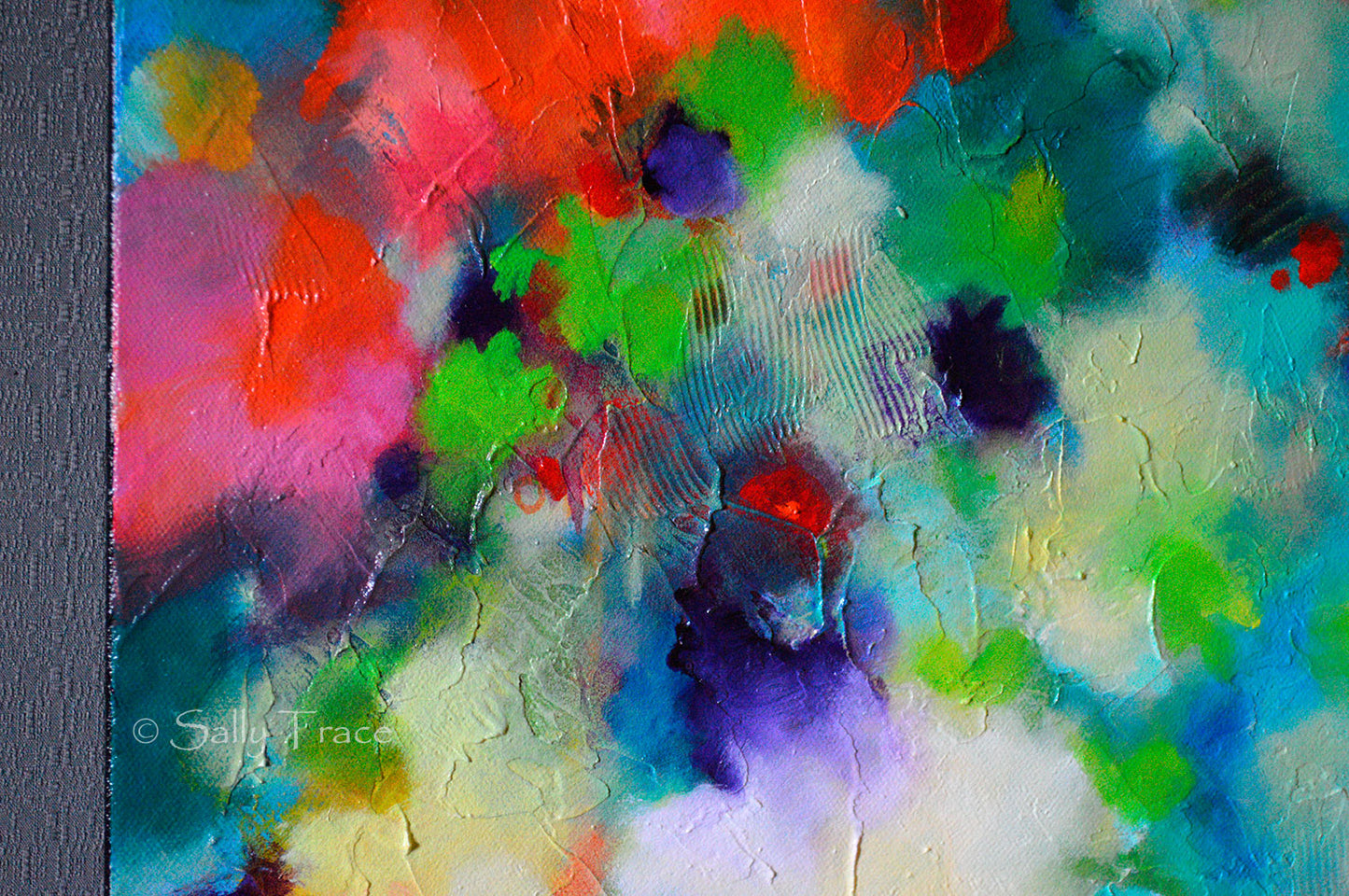 "Lifting Clouds" original fine art abstract textured painting for sale by Sally Trace, detail