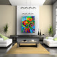 Modern colorful geometric art prints for sale by Sally Trace, room view