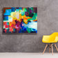 Abstract geometric painting giclee print on canvas by Sally Trace "To See Beyond", room view