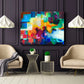 Abstract geometric painting giclee print on canvas by Sally Trace "To See Beyond", room view