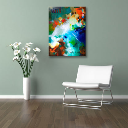 Modern contemporary abstract wall art giclee print by Sally Trace, "Third Level Harmonics" by Sally Trace, room view