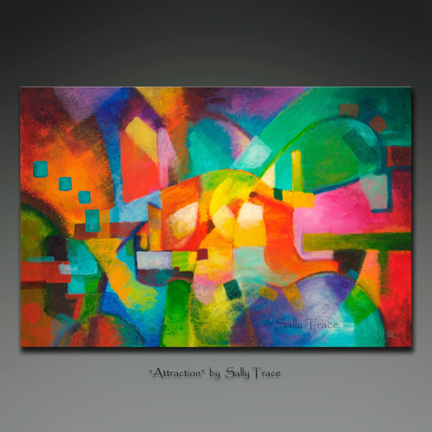 Contemporary abstract art by Sally Trace, "Attraction," modern abstract paintings on canvas