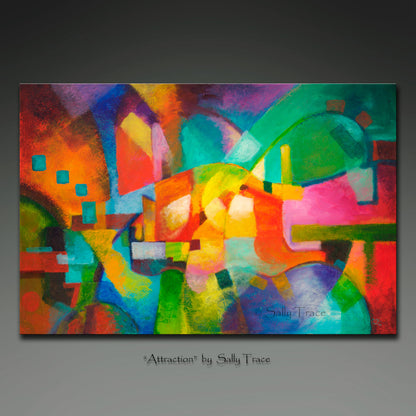 Contemporary abstract art by Sally Trace, "Attraction," modern abstract paintings on canvas