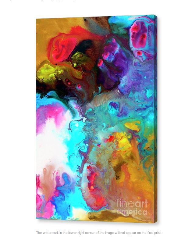 Contemporary abstract art for sale, fluid art triptych giclee print set by Sally Trace "The Beauty of Spring"