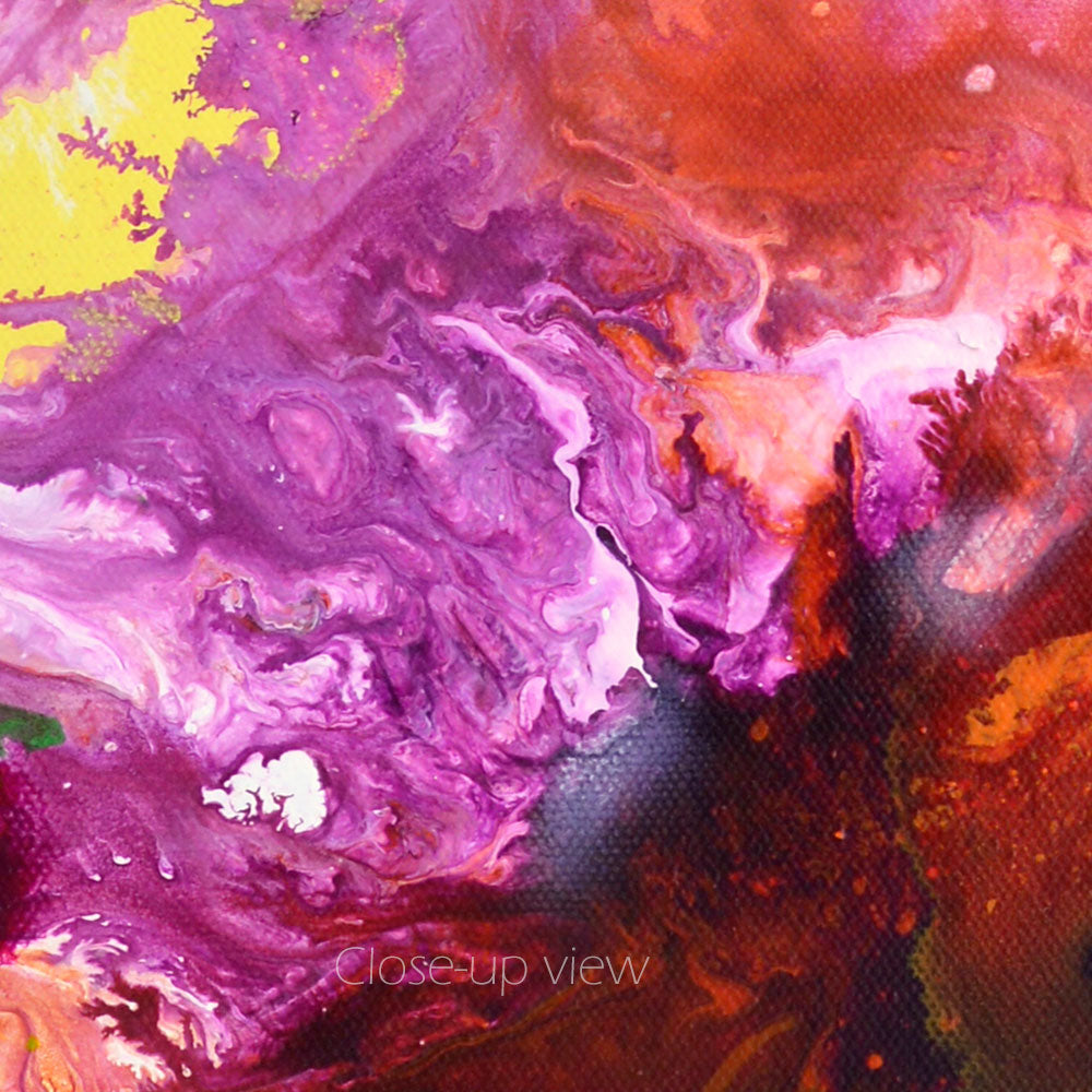 Burst of Light, pour painting art giclee print triptych by Sally Trace, detail