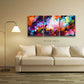 Burst of Light, pour painting art giclee print triptych by Sally Trace, room view