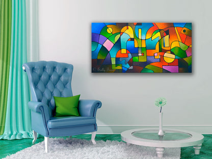 Contemporary abstract art for sale by Sally Trace "Carnival" giclee prints on canvas