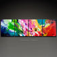 Clean Sweep, colorful polyptych multi panel four canvas abstract painting print by Sally Trace, living room modern bedroom art wall painting.