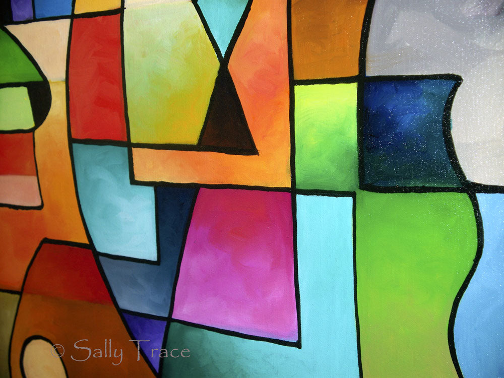 Clear Focus, original geometric abstract painting by Sally Trace