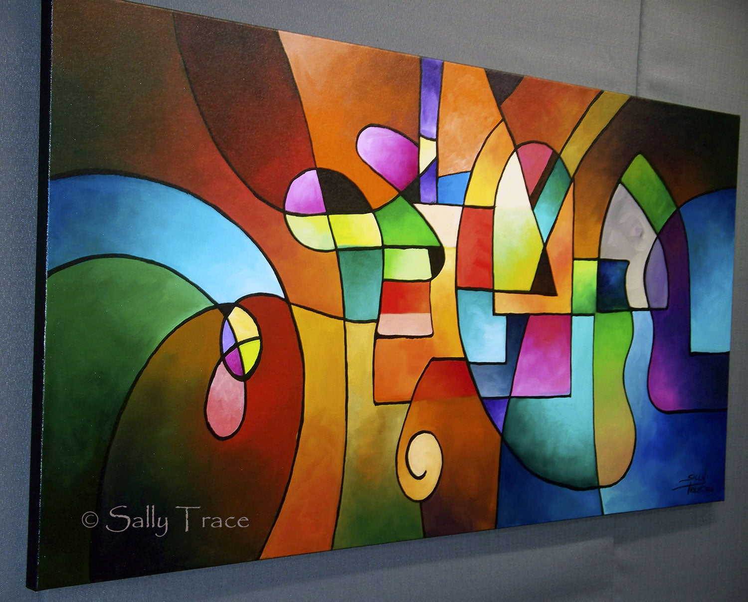 Clear Focus, original geometric abstract painting by Sally Trace