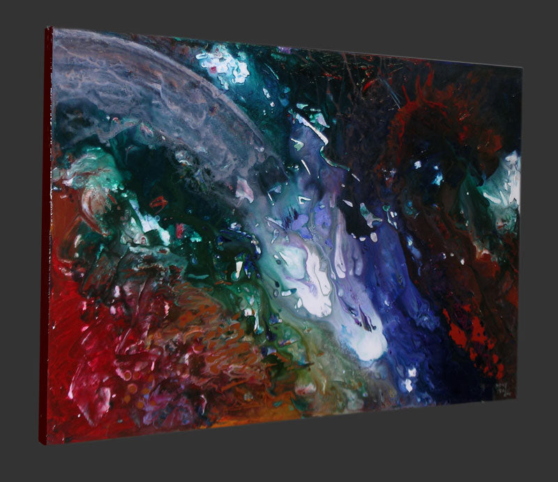 Comet, fluid space art abstract painting by Sally Trace