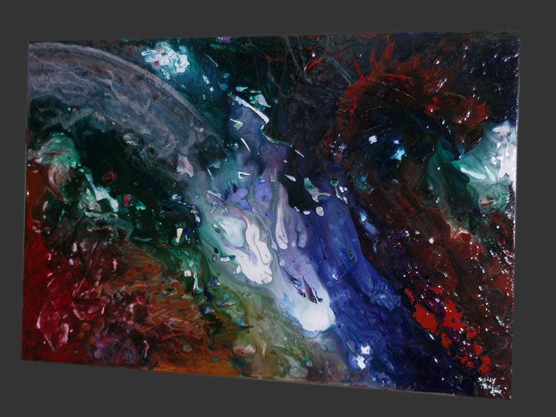 Comet, fluid space art abstract painting by Sally Trace