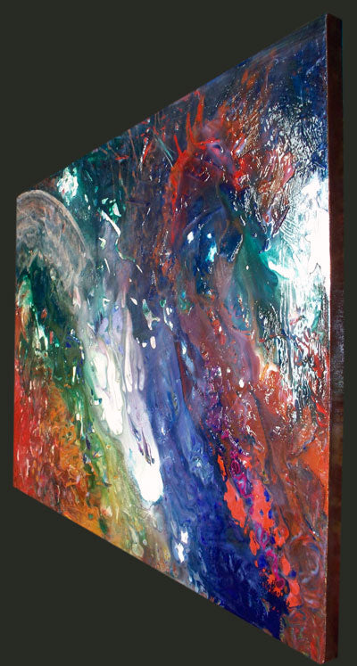 Comet, fluid space art abstract painting by Sally Trace