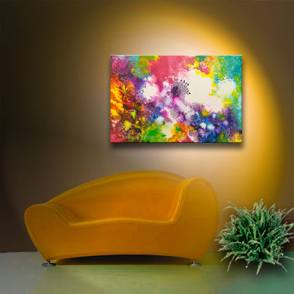 Coming Alive 2 abstract pour painting giclee prints for sale by Sally Trace, room view