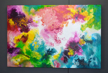 Coming Alive, original pour painting fluid art by Sally Trace