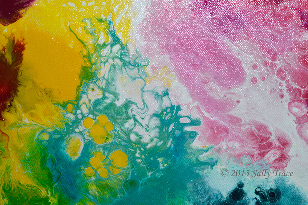 Coming Alive, original pour painting fluid art by Sally Trace