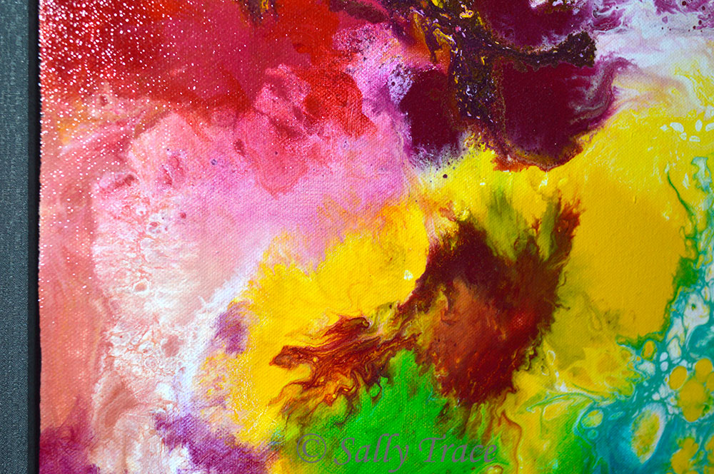 Coming Alive, original pour painting fluid art by Sally Trace