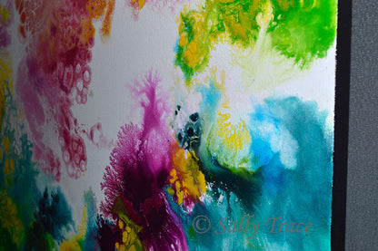 Coming Alive, original pour painting fluid art by Sally Trace