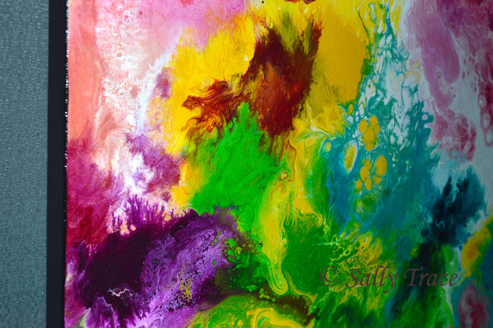 Coming Alive, original pour painting fluid art by Sally Trace