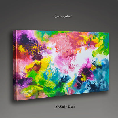 Coming Alive, fluid art giclee prints by Sally Trace