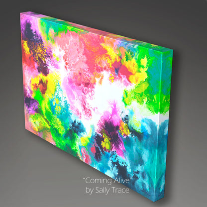 Modern art giclee prints on canvas, fluid art painting print, contemporary modern home decor for the living room by Sally Trace