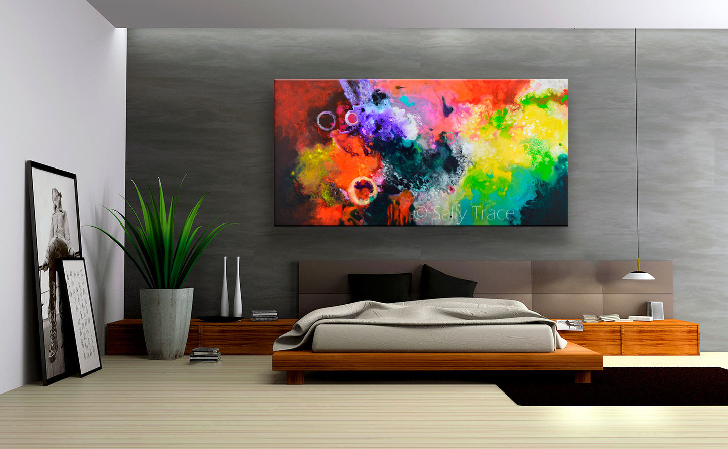 Contemporary art abstract paiting giclee print on stretched canvas, wall art for the living room, large fluid art pour painting, art from independant artists, art for the living room