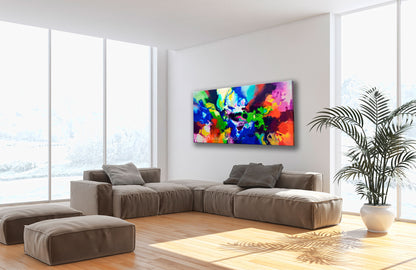 Decorum, canvas prints of the fluid abstract painting by Sally Trace, room view