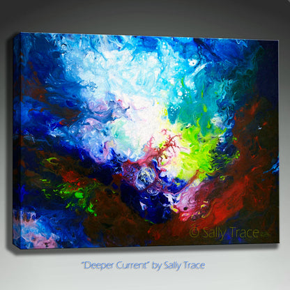 Underwater sea art abstract pitning print on stretched canvas Deeper Current