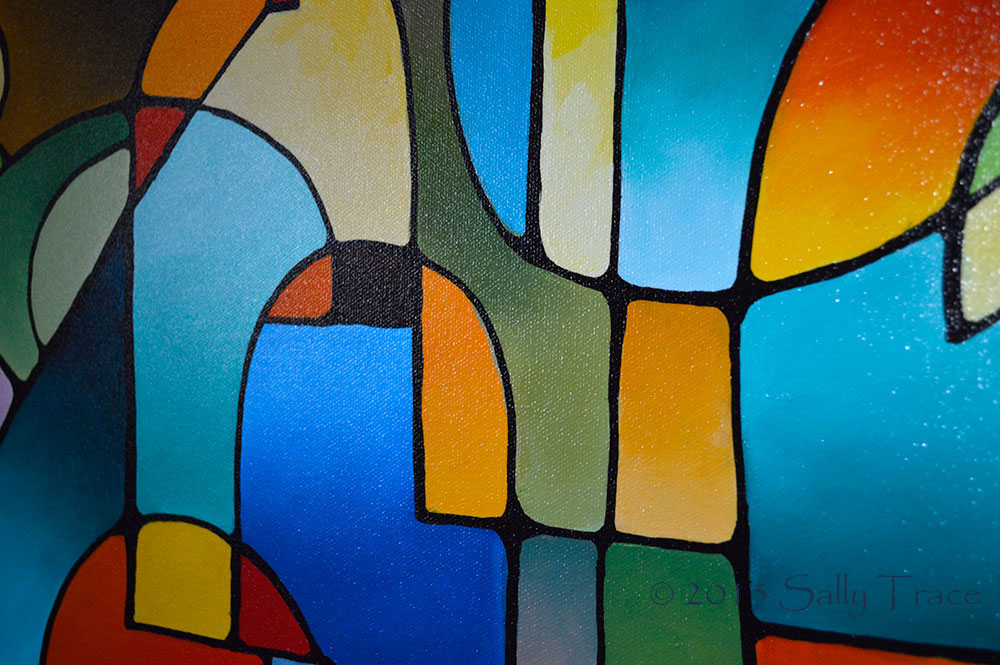 Carnival, original abstract geometric painting by Sally Trace