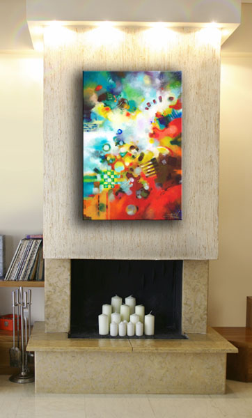 Dissolving Obstacles, original textured abstract painting by Sally Trace