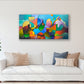 “Diversification” abstract landscape fine art prints, contemporary modern geometric colorful abstract art prints, geometric abstract wall art prints by Sally Trace, room view