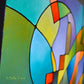 "Equilibrium" original geometric abstract painting for sale by Sally Trace, close up view