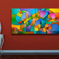 "Equilibrium" original geometric abstract painting for sale by Sally Trace, wall art view