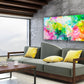 Ethereal Resonance, giclee print on stretched canvas from the original fluid painting by Sally Trace, room view