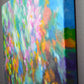 Abstract mixed media textured impasto painting "Garden Rapture" 24x36 inches, 1.5 inches deep with a very textured surface.  Original abstract art for sale.  I was really enjoying the late summer blossoms this year, and the feeling made it's way into this painting.  Filled with beautiful, colorful summer floral blossoms. Detail view.