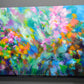 Abstract mixed media textured impasto painting "Garden Rapture" 24x36 inches, 1.5 inches deep with a very textured surface.  Original abstract art for sale.  I was really enjoying the late summer blossoms this year, and the feeling made it's way into this painting.  Filled with beautiful, colorful summer floral blossoms. 