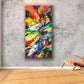Expressionist painting print on canvas, fluid art painting print, vertical wall art, strata geology art, "Geological Time" giclee prints on canvas by Sally Trace, room view